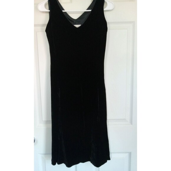 Doncaster Black Velvet & Silk A-Line Mini Dress Size 2 EUC - Picture 1 of 7
